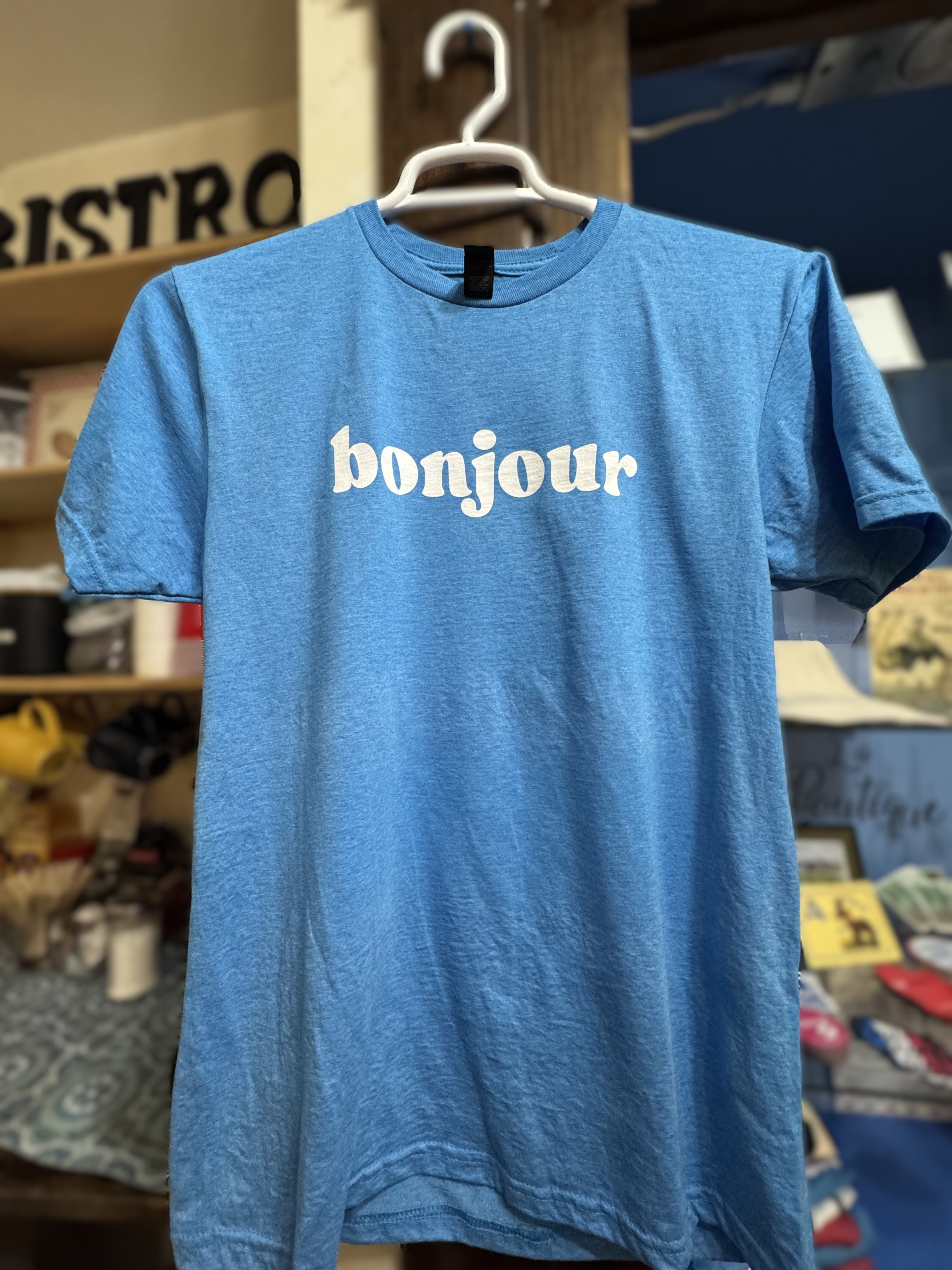 Blue Bonjour/Au revoir t-shirt